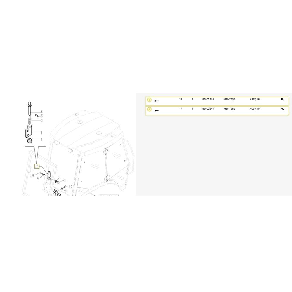 ARKA CAM MENTEŞE KİTLEK SOL B115